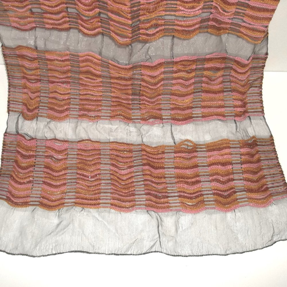 Camomilla Italia Scarf Brown Mauve Pink Orange Grey Black Long Yarn Boho S56 - Picture 2 of 7